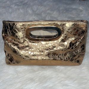 MK Michael Kors gold foil clutch